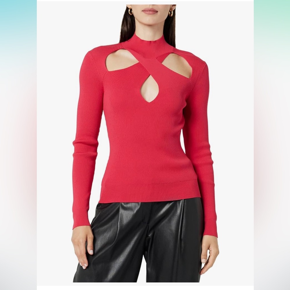 NWT The Drop Women's Cecilia Mock Neck Cutout Sweater